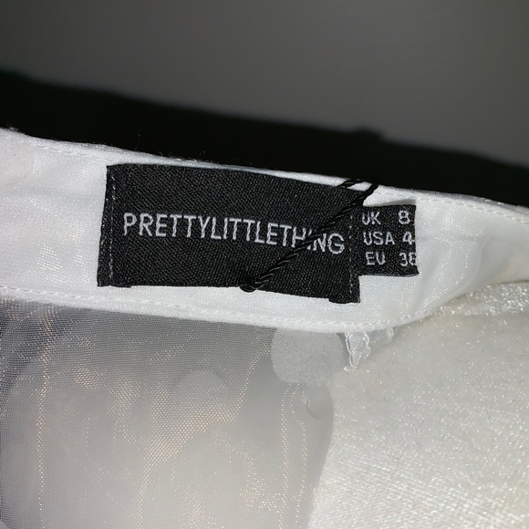 NWT Pretty Little Thing White Spotty Mesh Dress - Picture 6 of 7